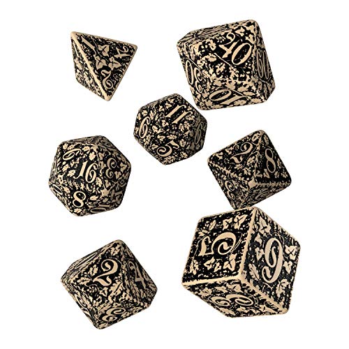 Q-Workshop FOR18 - Forest 3D Beige & black Dice Set (7) von Q Workshop