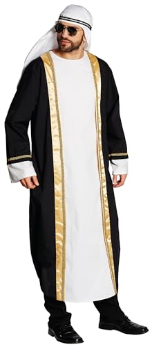 Rubie's 14907-XXL Kostüm Araber Tunika schwarz-weiß Größe XXL, Turban Scheich Sultan Ölscheich Tuareg Beduine (XX-Large), Multi-Colored von Unbekannt