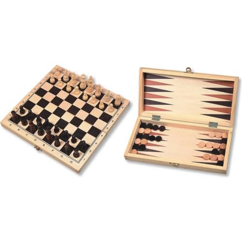 Schach, Dame, Backgammonspiel aus Holz in der Klappbox von HOT