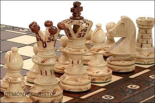 Schach-Set aus Holz, in Kassette, 54 cm von Unbekannt