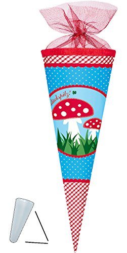 Schultüte - Adelheid Glückspilz - 70 cm - Filzabschluß - Zuckertüte - mit/ohne Kunststoff Spitze - für Mädchen & Jungen - Pilze - Punkte/Glück - Alles.. von alles-meine.de GmbH