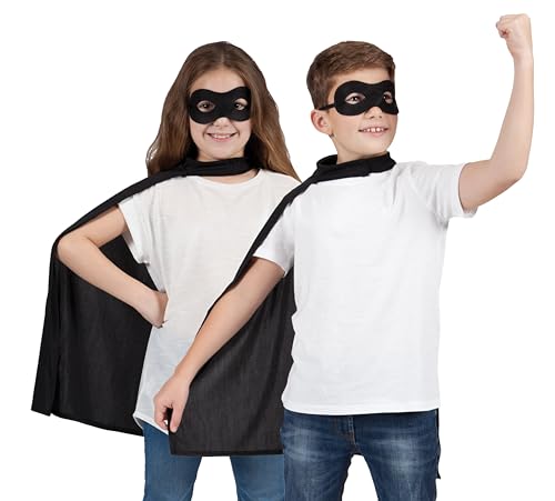 Schwarz Kinder Super Hero Umhang & Maske für Kinder Superheld Kostüm Verkleidung Zubehör von Wicked Costumes