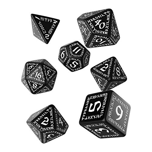 Q-Workshop QWORUN05 Runic Dice Black/White (7) von Q-Workshop