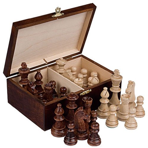 Staunton No. 6 Tournament Chess Pieces w/ Wood Box by Wegiel von Unbekannt