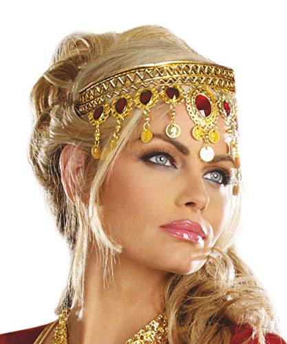 Stirnbandkette Bollywood rot-gold Haarschmuck Kette Zubehör Fasching von Dreamgirl