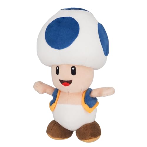 Super Mario All Star Collection Blue Toad, 8-Inch Plush von Sanei