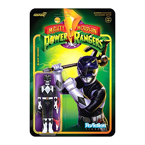 Super7 Power Rangers Mighty Morphin Reaction Black Ranger Figur, 10 cm von Super7