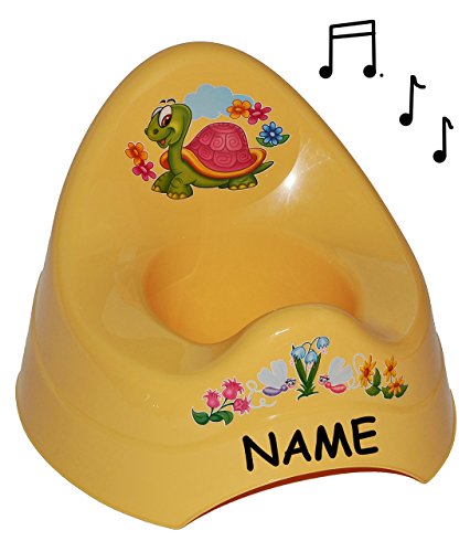 alles-meine.de GmbH Töpfchen/Nachttopf - mit Musik/Sound - groß - mit großer Lehne + Spritzschutz incl. Namen - Schildkröte gelb - Babytöpfchen/Kindertopf/Lerntöpfchen - .. von alles-meine.de GmbH