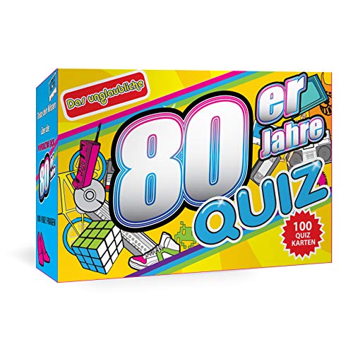 Gift Republic - Quizkarten 80er Jahre | Lustiges Kartenspiel | 100 Quizfragen | Wissensspiel | Trivia Cards: Awesome 80s | Spiel Erwachsene | Quiz Karten | Geschenk für Weihnachten, Geburtstag, Party von GR Gift Republic