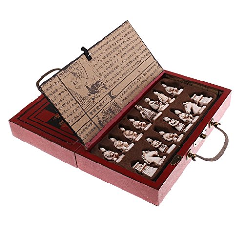 Unbekannt Vintage Chinesische Terrakotta-Krieger, 32 Schachspiele, Holztisch, Schachspiele, Geschenk AOD, 2 Spieler von Unbekannt