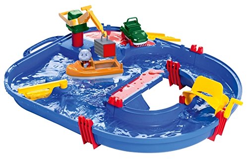 AquaPlay - Start Set - Wasserbahn für wenig Platz mit 21 Teilen inklusive 1 Hippo Wilma, Amphibienauto und Containerboot, für Kinder ab 3 Jahren von Unbekannt