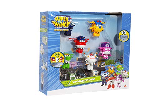 Super Wings - Set Tranform-a-bots x6 + Figuren aus PVC x4 – Verwandelbare Spielflugzeuge und Roboterfiguren aus der Zeichentrickserie Super Wings – Spielzeug für Kinder ab 3 Jahren von Super Wings