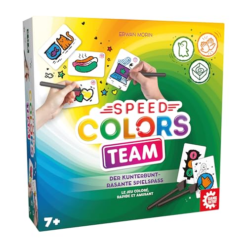 Game Factory 646305 Speed Colors Team, kooperatives Partyspiel zum Ausmalen, Familienspiel, Merkspiel ab 7 Jahren, Kinderspiel, für 2-6 Spieler von Game Factory