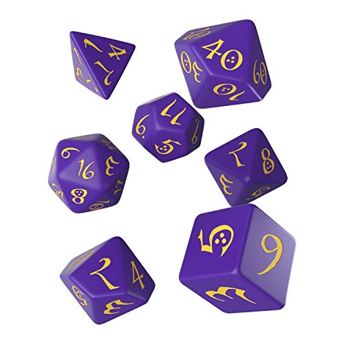 Q WORKSHOP SCLE93 Classic Purple & Yellow RPG Ornamented Dice Set 7 polyhedral Pieces von Q Workshop