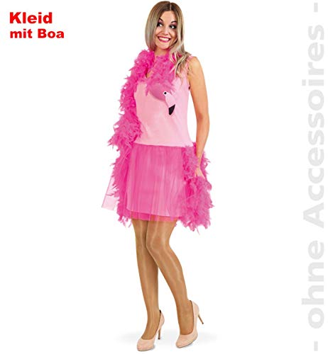 Unbekannt Damenkostüm Flamingo Kleid Gr. 34-40 figurbetontes Kleid in pink Karneval Fasching JGA Mottoparty (40) von Unbekannt