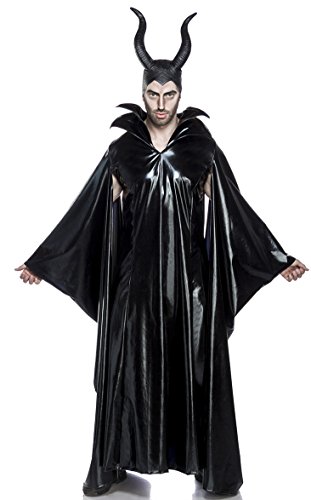 Unbekannt Herren schwarzer Teufel Anzug Kostüm Verkleidung mit Cape und Hörnern aus Wetlook Umhang Hängeärmel von Unbekannt