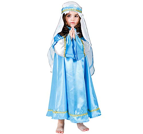 Unbekannt Kinder Kostüm Krippenspiel Maria Weihnachten Orient Kleid blau (116) von Unbekannt