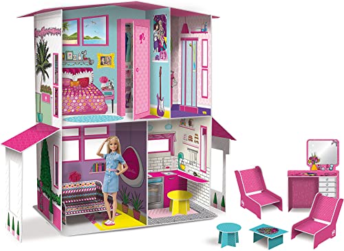 LISCIANI - BARBIE - Barbie Traumhaus Puppenhaus - Barbie Traumvilla mit zwei Etagen - 3D-Haus zum Bauen und Dekorieren - Kreatives Basteln - Für Kinder ab 4 Jahren. von Liscianigiochi