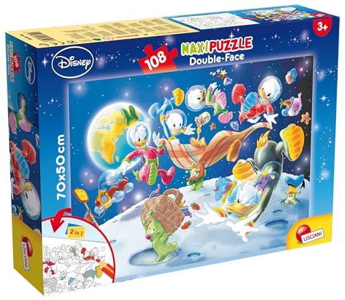 Lisciani 48298 Space Mickey & Friends Disney 2 in 1 Doppel Gesicht Supermaxi Stück Donald Duck, Puzzle Mickey Mouse 108 Teile von Lisciani