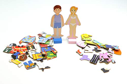 Unbekannt Magnetische Figuren Junge und Mädchen 75tlg. / je Figur 8 magnetische Outfits aus Holz mit rückseitigem Magnet / für Kinder ab 3 Jahren von Unbekannt