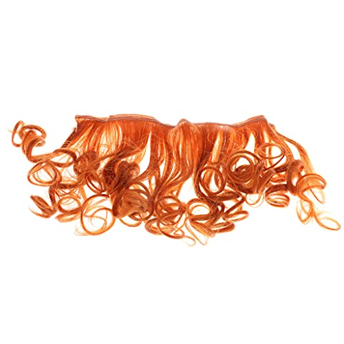 Unbekannt Mode Puppe Perücken Lockiges Welliges Haarteil Puppenhaar - 15 cm - Orange Rot von Sharplace