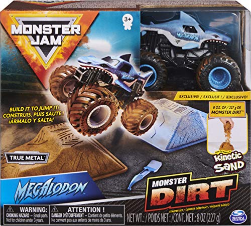 Monster Jam Monster Dirt - Starterset, mit 226 g Monster Dirt Truck im Maßstab 1:64 (Sortierung mit verschiedenen Designs) von Monster Jam