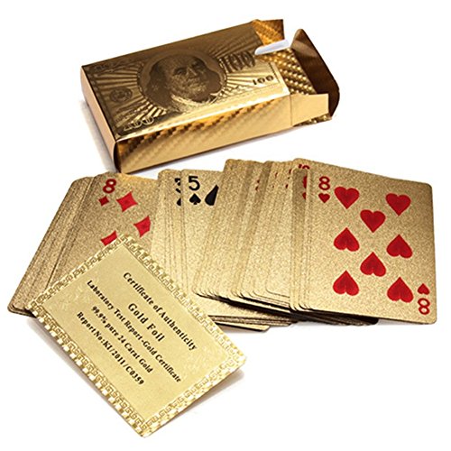 Unbekannt Poker Skat Karten Gold 24K Platiert Goldkarten Kunststoff Spielkarten Geschenk von Unbekannt