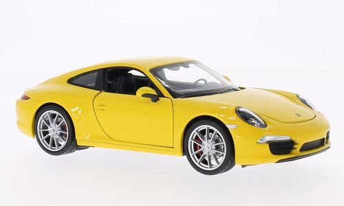 Porsche 911 Carrera S (991), gelb , Modellauto, Fertigmodell, Welly 1:24 von Porsche