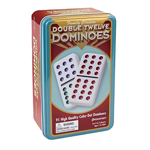 Pressman 3927 - Double 12 Colour Dot Dominoes in Tin von Pressman
