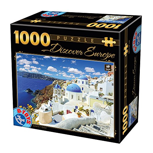 Unbekannt 74874-DE06 D-Toys Puzzle 1000 Teile Discover Europe Santorini, Multicolor von Unbekannt