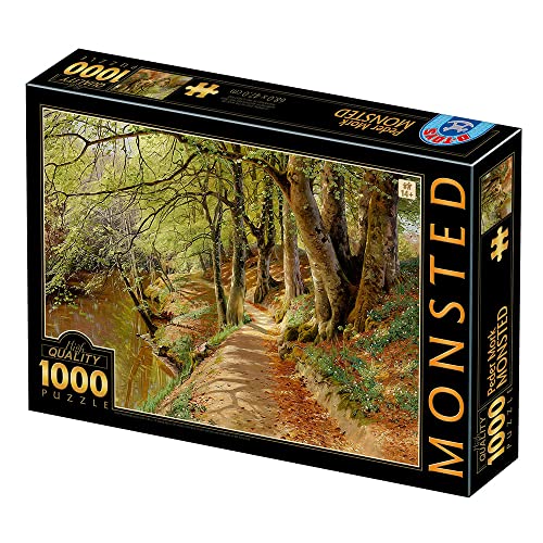 D-TOYS 77653 Puzzle 1000 Peder MØRK MØNSTED_A Spring Day Woods with Fresh-Blown Beeches and Anemones in The Forest Bed, Multicolored von D-Toys