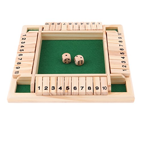 Sharplace 4-Spieler Shut The Box Spiel, Holz Brettspiel, Würfelspiel Holz Mathematik Lernspielzeug, Wooden Table Game Classic Dice Board Toy, Reisespiele Erwachsene Traditionelle Kneipenspiele von Sharplace