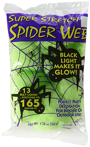 Unbekannt Super Stretch Spider Web Decoration, Green, Glows in Blacklight von Fun World