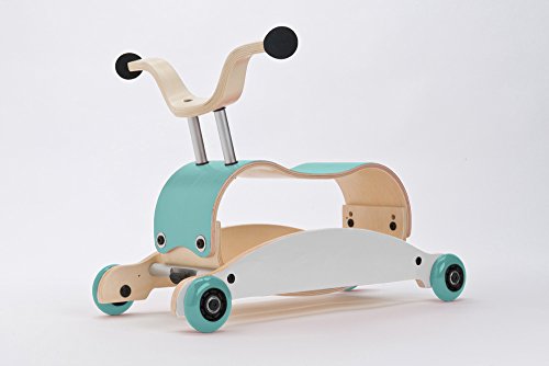 Unbekannt Wishbone Mini FLIP Mix & Match 3in1 - Laufwagen + Rutschauto + Schaukel in Farbe: Top Aqua + Base weiß + Räder Aqua von Unbekannt