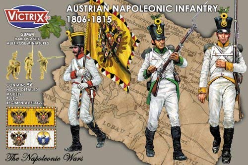 Victrix VX0014 - Österreichische napoleonische Infanterie 1806-1815 - 56 Figur Box Set mit Fahnen - 28mm Plastik Miniaturen Napoleonic von VICTRIX