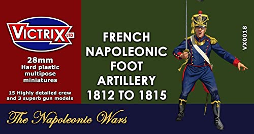 Victrix VX0018 - Französischer Napoleonischer Fußartillerie-Waterloo - 15-Figuren-Set mit 3 Kanonen - 28 mm - Plastikminiaturen aus Napoleon von VICTRIX