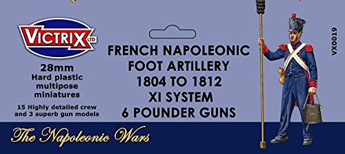 Victrix VX0019 - Französische napoleonische Artillerie 1804-1812 XI-System mit 6pdr-Kanonen - 15 Figuren und 3 Pistolenmodellen - 28-mm-Plastikminiaturen Napoleon von VICTRIX
