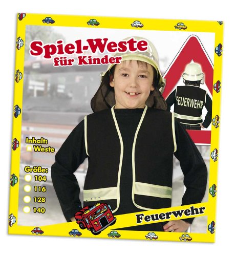 Party-Chic 15526 Kinder Kostüm-Feuerwehr-Weste-Gr. 128 von FRIES