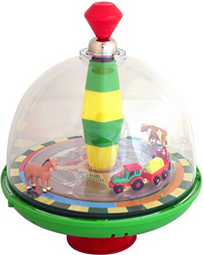 alldoro 16802 68020 Kreisel mit fahrendem Traktor und Anhänger, zwei beweglichen Tieren und realistischen Geräuschen, inkl. Batterien, für Kinder ab 18 Monate, Mittel von Unbekannt