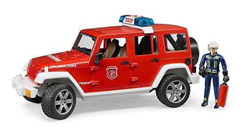 bruder 02528 - Jeep Wrangler Unlimited Rubicon Feuerwehrfahrzeug mit Feuerwehrmann & Light and Sound Modul - 1:16 Einsatzfahrzeug Feuerwehr-Auto Notruf Löschfahrzeug Spielzeug-Figur Mann von Unbekannt