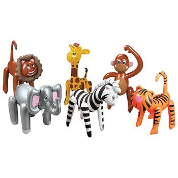 cama24com Aufblasbare Tiere Safari 6 Stück Mottoparty Dschungelparty Palandi® von Unbekannt