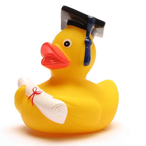 lustige Akademiker Badeente mit Diplom - Quietscheentchen mit Doktorhut - Geschenk bei Prüfungen Abschlussfeier Uni Universität Hochschul von Duckshop