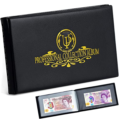 Uncle Paul Banknoten-Sammelalbum mit 40 Fächern – 20 Blatt durchsichtiger Währungshalter World Money Storage Book Collection Supplies für Trading Cards Stamps Tickets Bills Black AN04BK von Uncle Paul