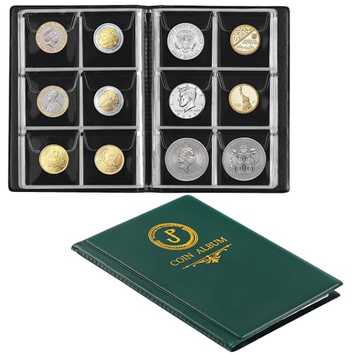 Münzalbum mit 60 Fächern, Münzhalter mit Sammelhüllen, Münzsammelbuch für Penny/Nickel/Dime/EIN Pfund/20 Pence/10 Pence CS3706GR von Uncle Paul