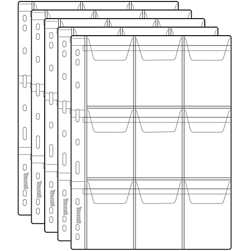 Münzfachseiten - Standard 9-Loch Münzfacheinsätze Sammelhüllen für Münzen CS035 (45 Taschen (65 x 84 mm / 2,56 x 3,31 Zoll), Transparent) von Uncle Paul