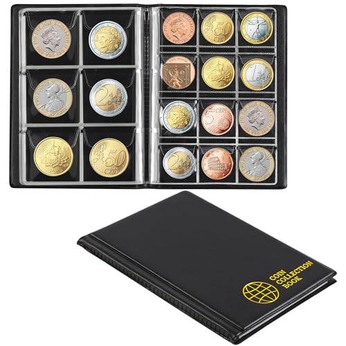 Münzsammelbuchhalter für Sammler, 12 gemischte Seiten, 108 Taschen, Münzsammelalbum-Aufbewahrungs-Organizer-Zubehör, CS01S1BK von Uncle Paul