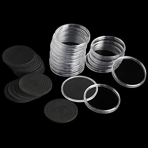Uncle Paul 20 Sets Münzkapseln mit 6 Größen einstellbar Schutzschaumdichtung Münzhalter Etui für Münzsammlung DC03 (Schwarze Eva-Schaumstoffpolster, [17/22/27/32/37/46MM]-20 Sätze) von Uncle Paul