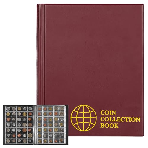 Uncle Paul Münzalbum mit 350 Fächern – 10 Blatt Münzsammelbuch, 35 × 30 mm Raster, Sammelhalter für Sammler, Pfund, Penny, Cent, Euro, CS0235RE von Uncle Paul