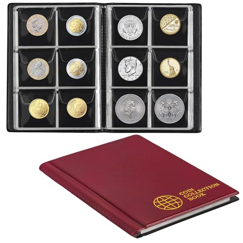 Uncle Paul Münzsammelalbum 60 Taschen - 4,5x4,5 cm / 1,8x1,8 Zoll Münzhalter Buch Münzlager Album Geld Penny Tasche für Sammler Röte CS0106RE Uncle Paul Münzsammelalbum 60 Taschen - 4,5x4,5 cm / 1,8x1,8 Zoll Münzhalter Buch Münzlager Album Geld Penny Tasche für Sammler Röte CS0106RE von Uncle Paul
