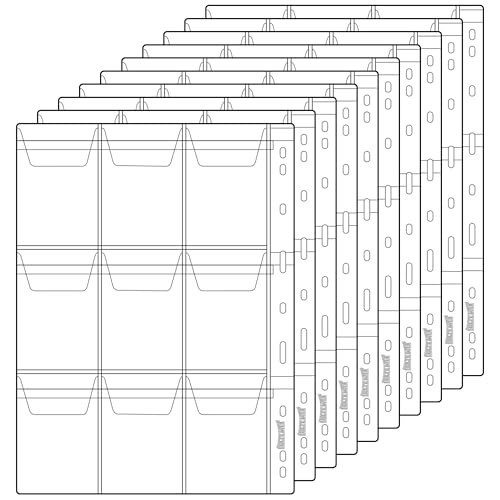 Uncle Paul Seiten für Münzfächer – 9 Fächer/Blatt Standard 9-Loch-Münztascheneinsätze Sammelhüllen für Münzkapseln Abzeichen Stempel 10 Blätter CS03109 von Uncle Paul